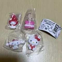 サンリオキャラクターズ ぺたんこマスコット　teamぴんく　4点セット　ガチャ