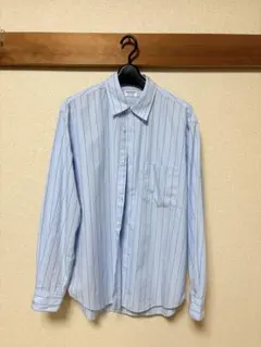 美品BEAUTY&YOUTH 水色 ストライプ 長袖シャツ M