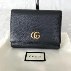 GUCCI グッチ マーモント コンパクト 三つ折り財布 シボ革