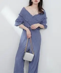 natural couture カットレースフロントクロスサロペのサムネイル