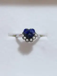 ハンドメイド レジン リング ハート型 ラピスラズリ