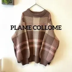 PLAME COLLOME チェック柄ニットセーター 茶系