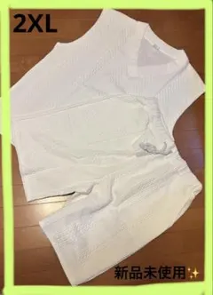 ホワイトVネックノースリーブとショートパンツセット 2XL メンズ