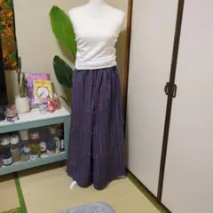 着物リメイク、ワイドパンツ