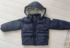 ネイビー フード付きダウンジャケット