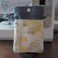 パッチワークデザインポーチ 小物入れ　ハンドメイド