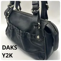 美品⭐︎DAKS ダックス ハンドバッグ 黒 シボ革 ゴールド金具 Y2K レトロ