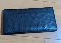 本物 美品 OSTRICH オーストリッチ 長財布 純札入れ 黒のサムネイル