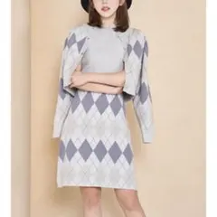 Darich アーガイルチェックニットアンサンブル ワンピース セットアップ