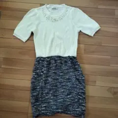 ビジュー付きニットワンピース ワンピース 二次会 パーティ 入学式A252