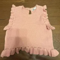 ZARA フリルノースリーブトップス ピンク