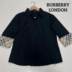BURBERRY LONDON 七分袖シャツ 42 ノバチェック ホース刺繍