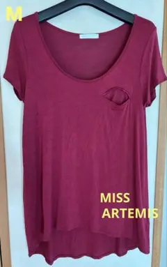 【格安】ワインレッド半袖シャツ　伸び縮み柔らか素材で気持ちいい　裾長めチュニック