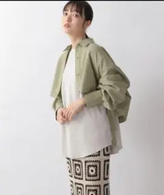 LOWRYSFARM/ショートシャツジャケット サイドリボン ドロップショルダー