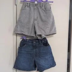 ショートパンツ 2点セット グレー・デニムブルー　ユニクロ150