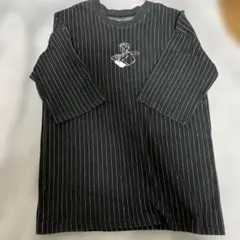 ストライプ柄 長袖 Tシャツ 野球選手刺繍