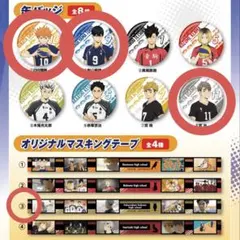 くら寿司 ビッくらポン ハイキューコラボ 缶バッチ×3 マスキングテープ×1