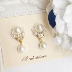 シンプル上品パールピアス✨　セレモニー　フォーマル　入学式　卒業式　オケージョン
