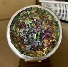 ビスマス結晶茶碗模様 クラスター パワー 置物 お守 ラッキー 魔除 幸運 鉱物