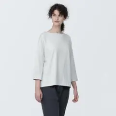 【新品2枚セット】無印良品 天竺編みボートネック七分袖Tシャツ レディースXXL