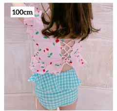 女の子　セパレート水着 100cm ピンク チェリー柄 海　カラフル　子供