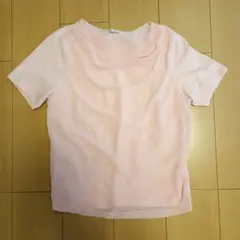 ピンク ドレープ　デザイン 半袖　Tシャツ L