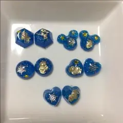 ミッキーや色んな形のXmasピアス 5ペアて1セット
