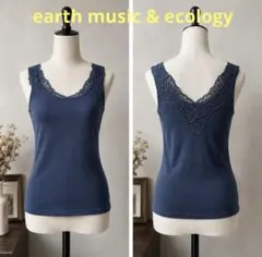 earth music&ecology タンクトップ レース ネイビー