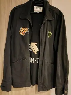 HOUSTON ヒューストン ベトジャン コットンリネン L 刺繍 黒