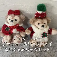 【限定】ディズニーシー ダッフィー＆シェリーメイ ぬいぐるみバッジ セット 冬