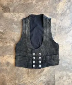 60s 西ドイツ製 vfb 極太畝 コーデュロイ ギルドベスト 48 墨黒