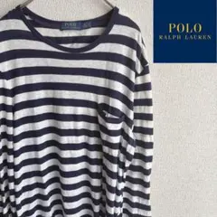 POLO RALPHLAUREN ボーダー　長袖　Tシャツ ロンT 紺白　M