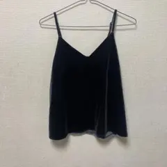 ブラック ベルベット キャミソール Vネック
