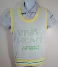 【値下げ】VIVAHEARTノースリーブ ベスト 白✕黄レディースゴルフウェアM