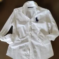 RALPH LAUREN ラルフローレン シャツ ホワイト ロゴ刺繍 Lのサムネイル