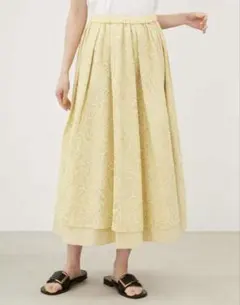 Mila Owen レースレイヤードボリュームフレアスカート