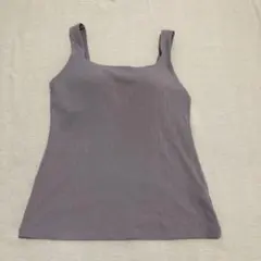 GU 茶系リブ編み スクエアネック ブラトップ