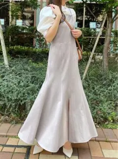 【超美品】GRL マーメイドキャミワンピース ベージュ ロング丈