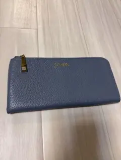 GUYLAROCHEグレー レザー 長財布 ゴールドファスナー