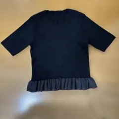 半袖ニット ペプラムデザイン ブラックのサムネイル