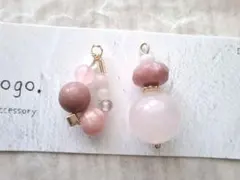 天然石ピアス☆ローズクォーツ他　ピンク系　イヤリング　ハンドメイド