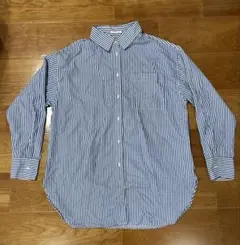 Mサイズ 青白ストライプ 長袖シャツ
