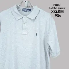 6 90s 輸入古着 POLO ラルフローレン ポロシャツ グレー XXL相当