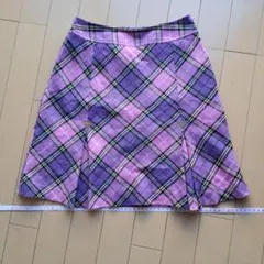 タータンチェック プリーツスカート 紫系