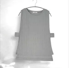 シェトワ chez toi ロングベスト ジレ リブ M グレー 春夏のサムネイル