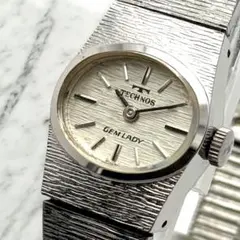 美品　稼働品　TECHNOS　ジェムレディ　手巻き　シルバー　ブレスレットのサムネイル