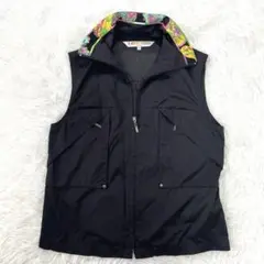 【美品】LEONARD レオナール　ノースリーブ ベスト　40ブラック　花柄