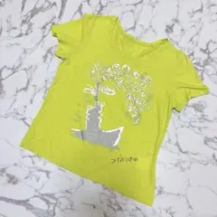 トランク ヒロココシノ M Tシャツ ラメプリント 黄緑 ジム レーヨン 日本製のサムネイル