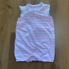 Ralph Lauren 12M 80 ピンク×ホワイト　ボーダー　ロンパース