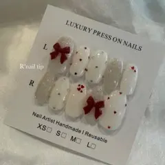 no. 108 乳白色 ハートリボン ドットネイル ホワイトシルバーフラッシュ